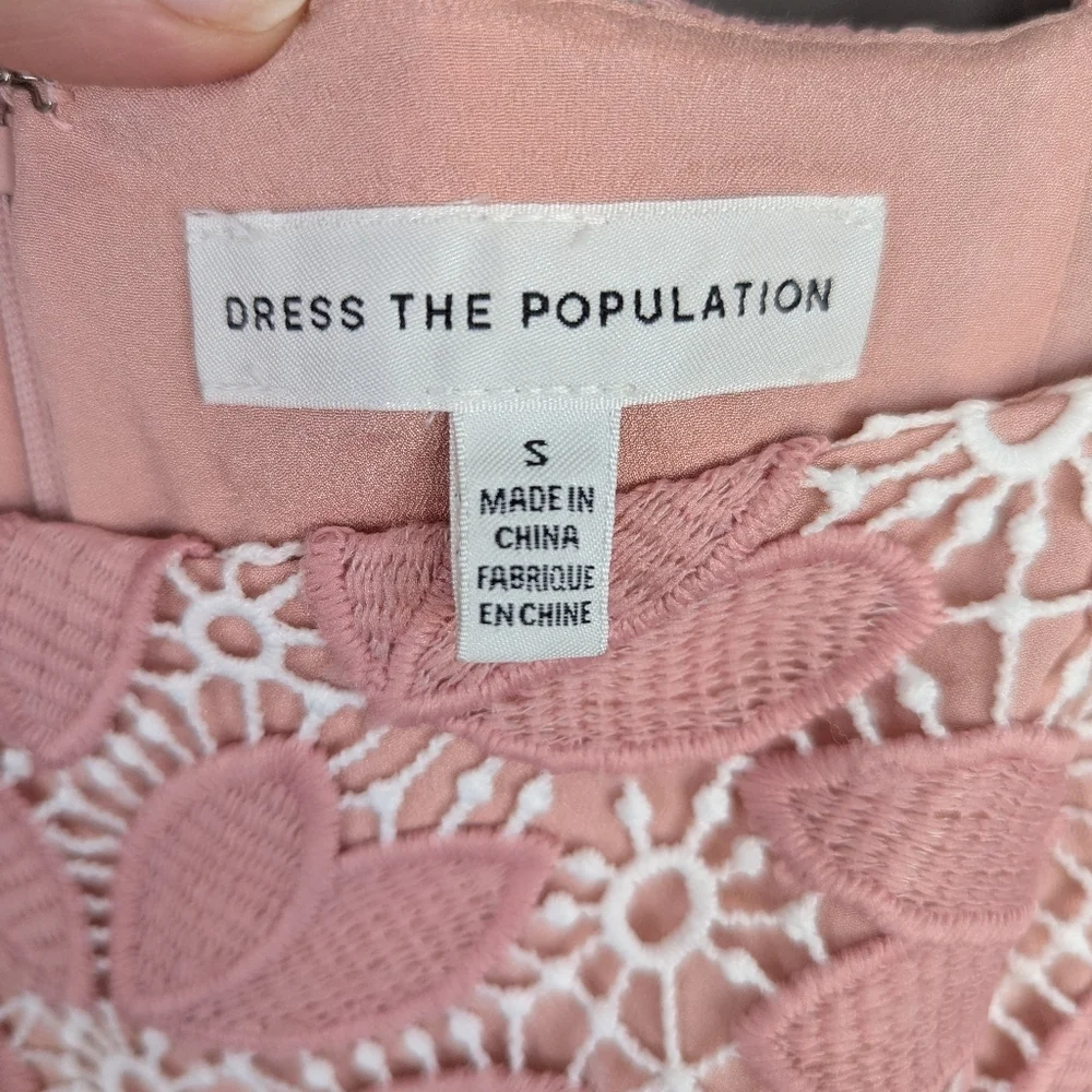 Dress the Population Pink and White Lace Mini Dress - Picture 2 of 3